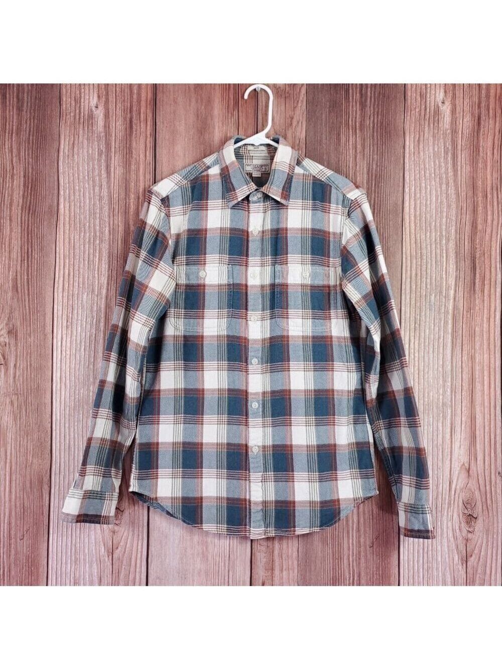 *FLAW* Wallace & Barnes Slim Fit Flannel Shirt Mens Small Plaid Button Up